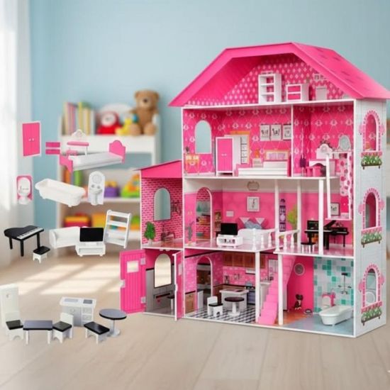 صورة لعبة بيت تركيب للأطفال 138X135X36 سم - وردي